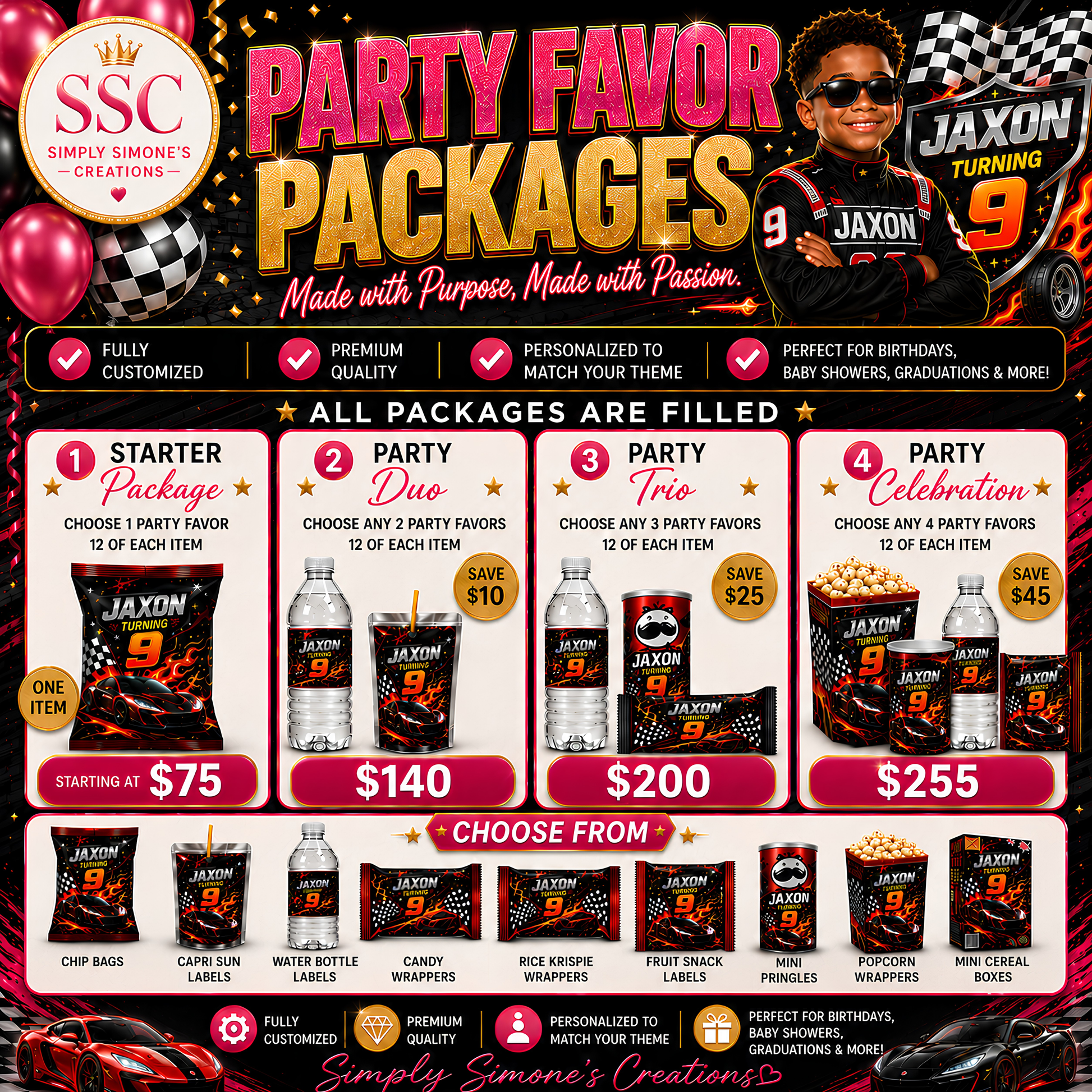Party Trio Custom Favor Package | Choose Any 3