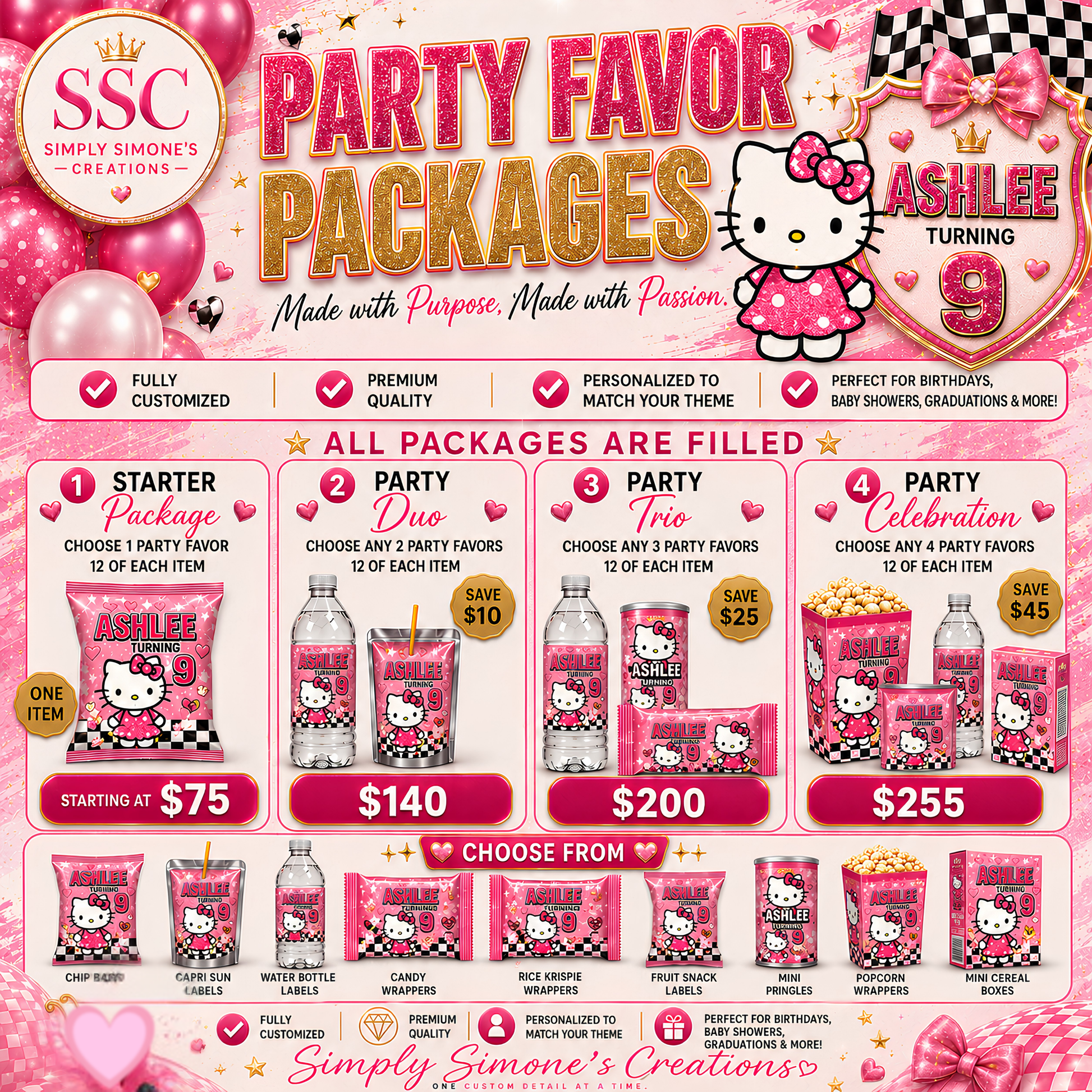 Party Trio Custom Favor Package | Choose Any 3