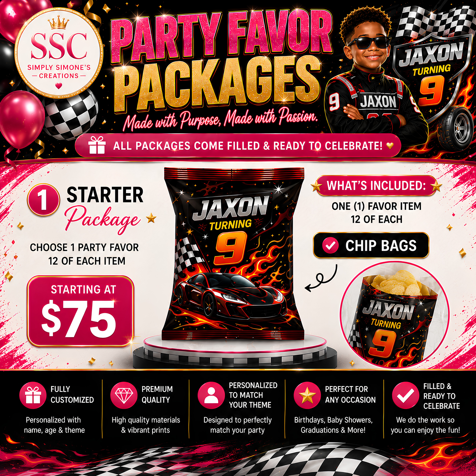 Starter Custom Party Favor Package | Choose 1 Dozen