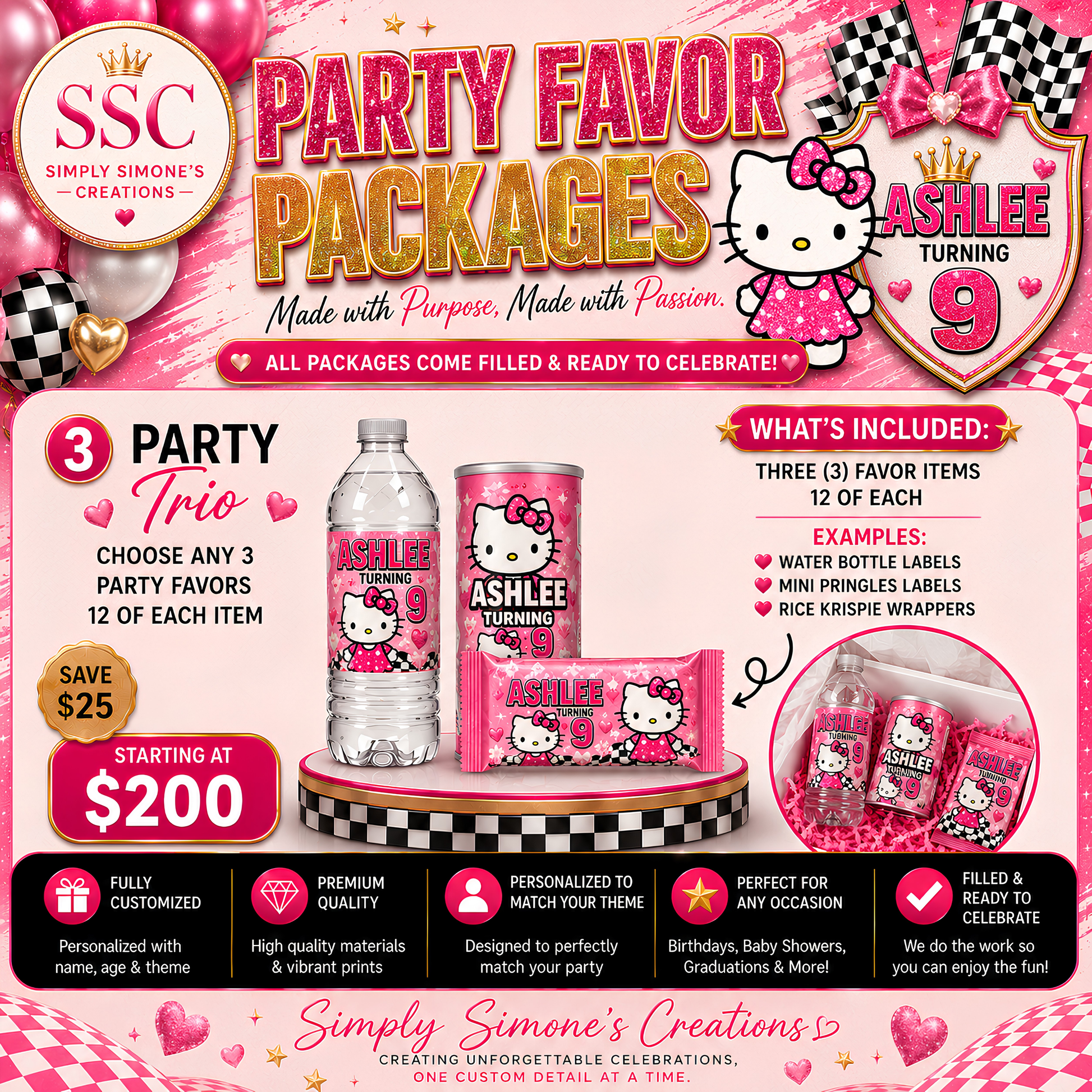 Party Trio Custom Favor Package | Choose Any 3
